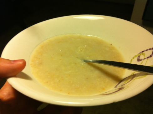 One very runny bowl of porridge (oatmeal)