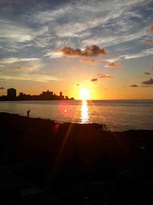 A great sunset caught walking along the famous Malecon in Havana